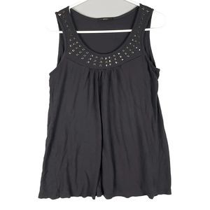 Soprano Tank Top Womens Large Gray Sleeveless Studded Summer Workwear
